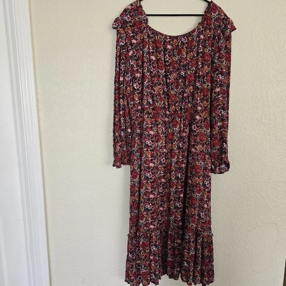 Hayden Los Angeles NWT Floral Print Ruffled Square Neck Midi Dress 2X - Picture 7 of 9